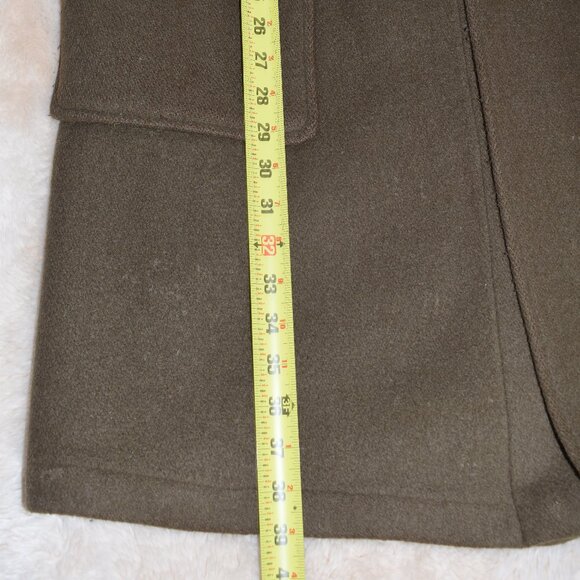 Vintage Gloverall Wool Duffle Coat Green Brown Hooded Made in England Large - Picture 12 of 12